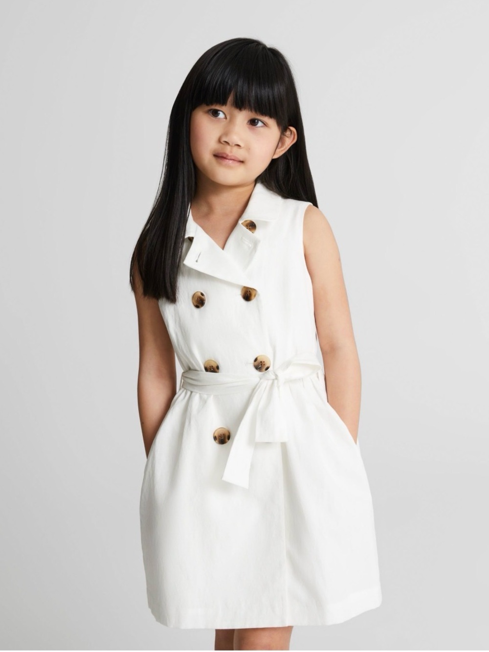 Reiss Dana Jr Linen Blend Mini Dress in White